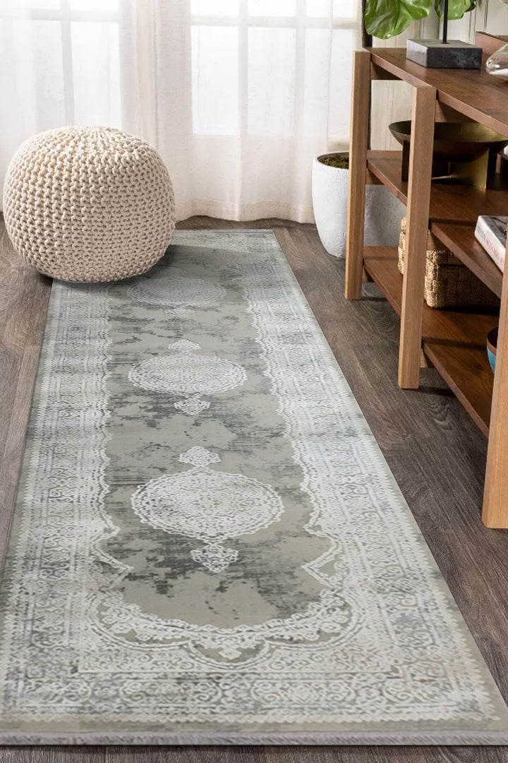 Turkish Premium Sunrise Rug - 2.6 x 9.8 FT - Gray  Superior Comfort, Modern Style Accent Rugs