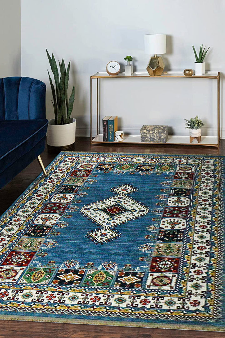 Iranian Rhyton Rugs-Wd Rug - 6.5 x 9.8 FT - Blue - Resilient Construction for Long-Lasting Use