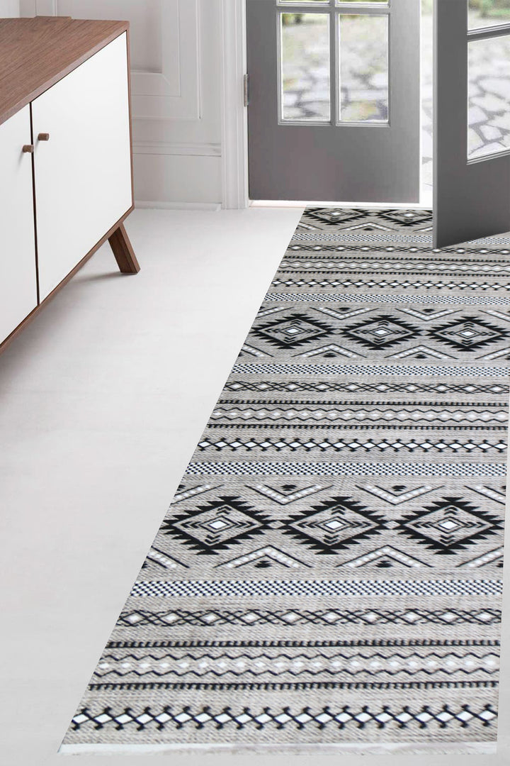 Turkish Modern  Festival Wd Rug  - 2.6 x 9.5 FT - Gray -  Luxurious Woven Masterpiece 50% Off!