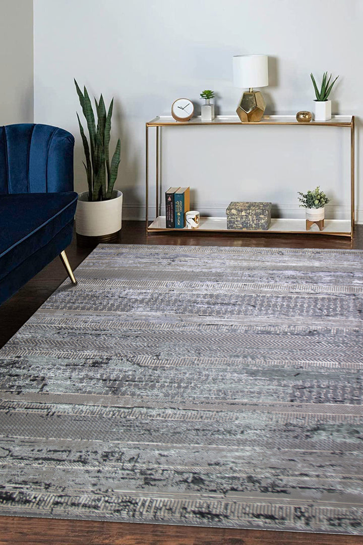 Turkish Matrix Rug - 8.2 x 11.4 FT - Gray - Contemporary Abstract Elegance with Premium Quality