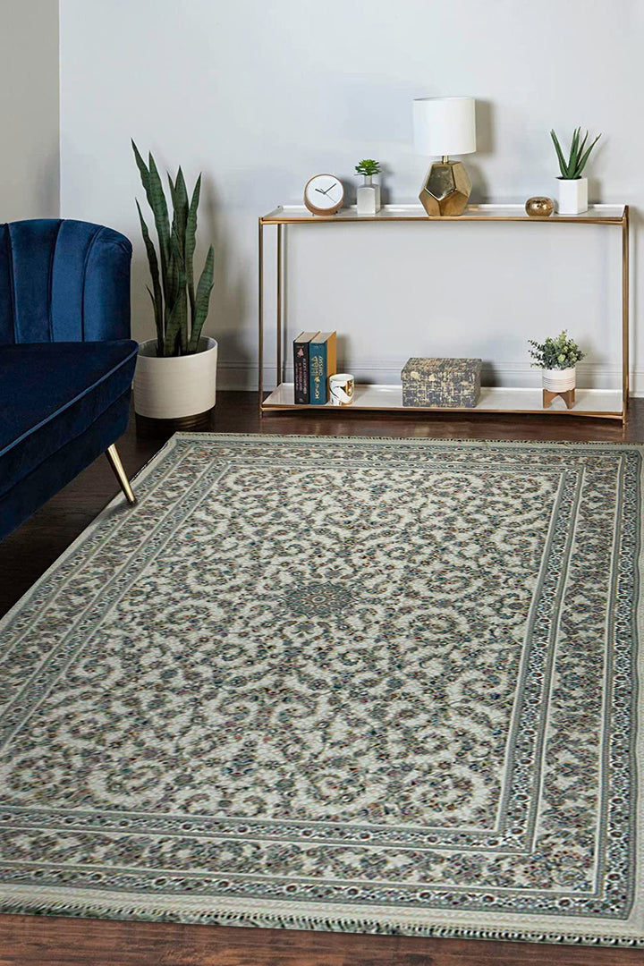 Iranian Premium Quality Authentic 1500 Rug - 6.5 x 9.8 FT - White - Resilient Construction for Long-Lasting Use