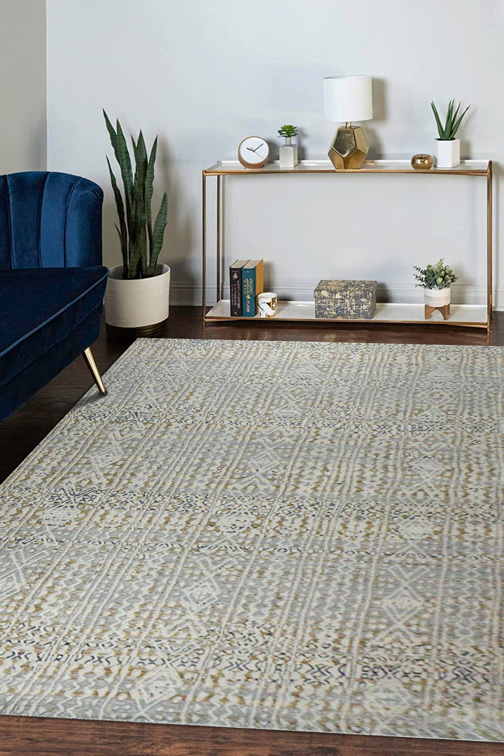 Turkish Modern Festival 1 Rug - 7.5 x 9.5 FT - Cream - Sleek and Minimalist for Chic Interiors