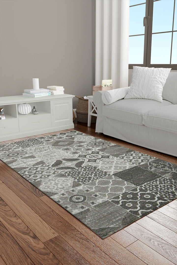 Turkish Modern Festival 2 Rug - 1.9 x 3.4 FT - Gray - Sleek and Minimalist for Chic Interiors