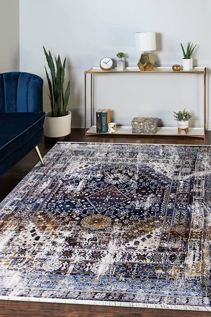 Turkish Allure Rug - 6.5 x 9.8 FT -  Blue - Elegant Woven Design with Premium Quality