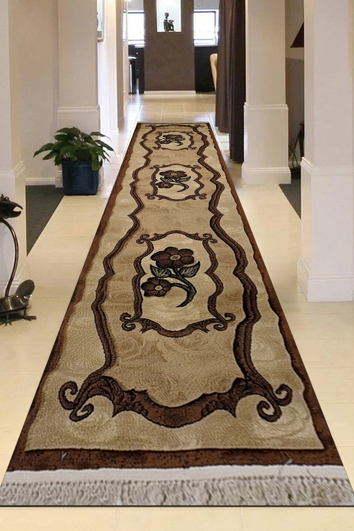 Turkish Modern Festival WD Rug - Brown - 2.9 x 12.7 FT - Superior Comfort, Modern & runners Style Accent Rugs