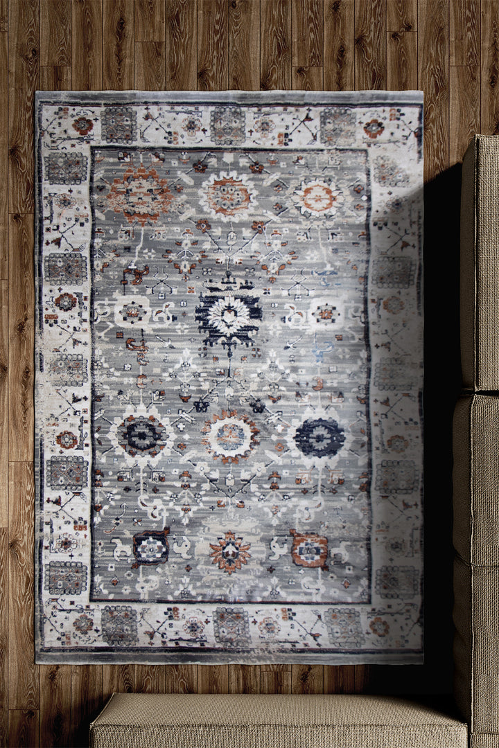 Turkish Allure Rug - 4.9 x 7.8 FT -  Gray - Elegant Woven Design with Premium Quality