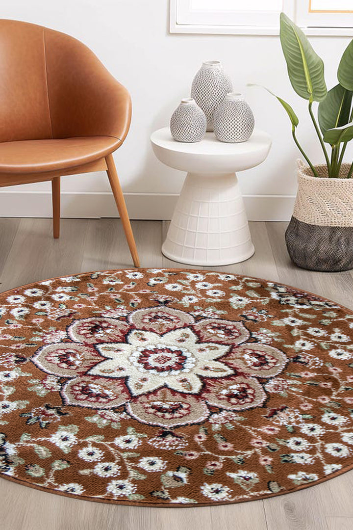 Turkish Modern  Festival WD Rug - Brown - 2.6 x 2.6 FT - Superior Comfort, Modern Style Accent Rug