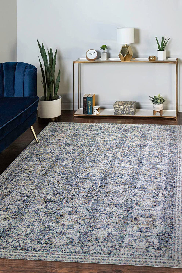 Turkish Modern  Festival 1 Rug - 7.7 x 10. FT - Gray and Blue - Superior Comfort, Modern Style Accent Rugs