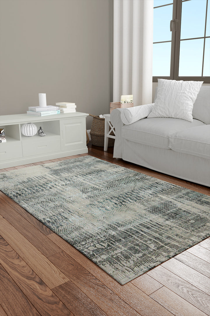 Turkish Matrix Rug - 3.9 x 5.5 FT - Gray - Contemporary Abstract Elegance with Premium Quality