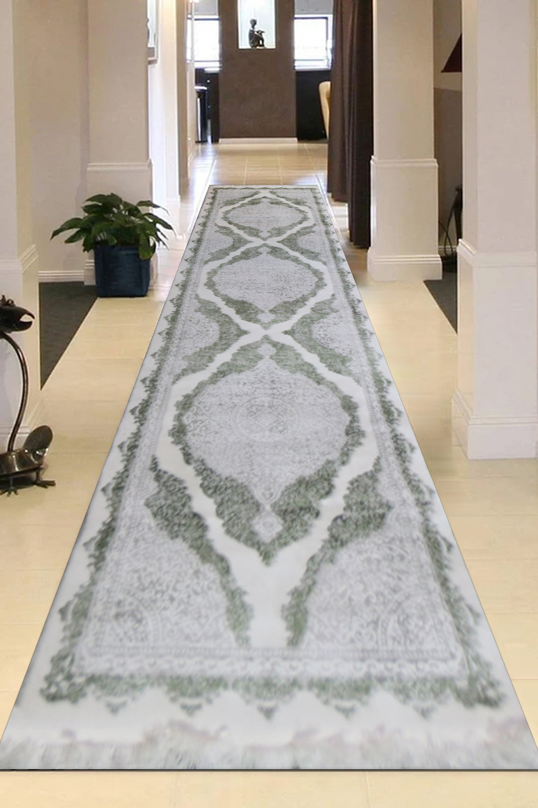 Turkish Modern  Festival Wd Rug  - 2.6 x 9.8 FT - Gray -  Luxurious Woven Masterpiece 50% Off!