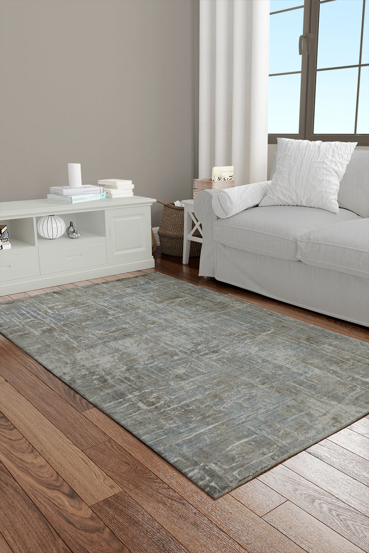 Turkish Modern Festival Viscose Rug - 3.9 x 5.9 FT - Beige - Sleek and Minimalist for Chic Interiors