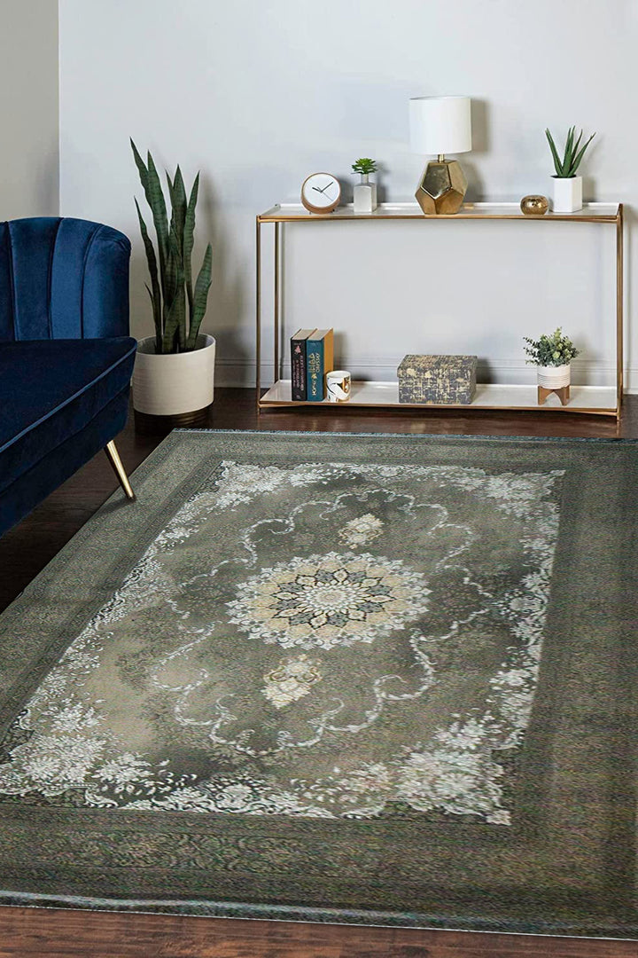 Iranian Premium Quality Farsh E Firozeh Rug - 8.2 x 11.5 FT - Gray - Resilient Construction for Long-Lasting Use