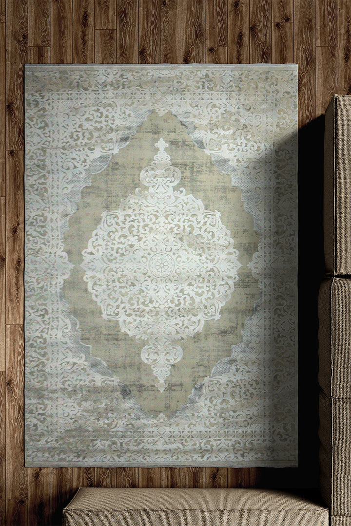 Turkish Premium Sunrise Rug - 5.2 x 7.5 FT - Cream - Resilient Construction for Long-Lasting Use