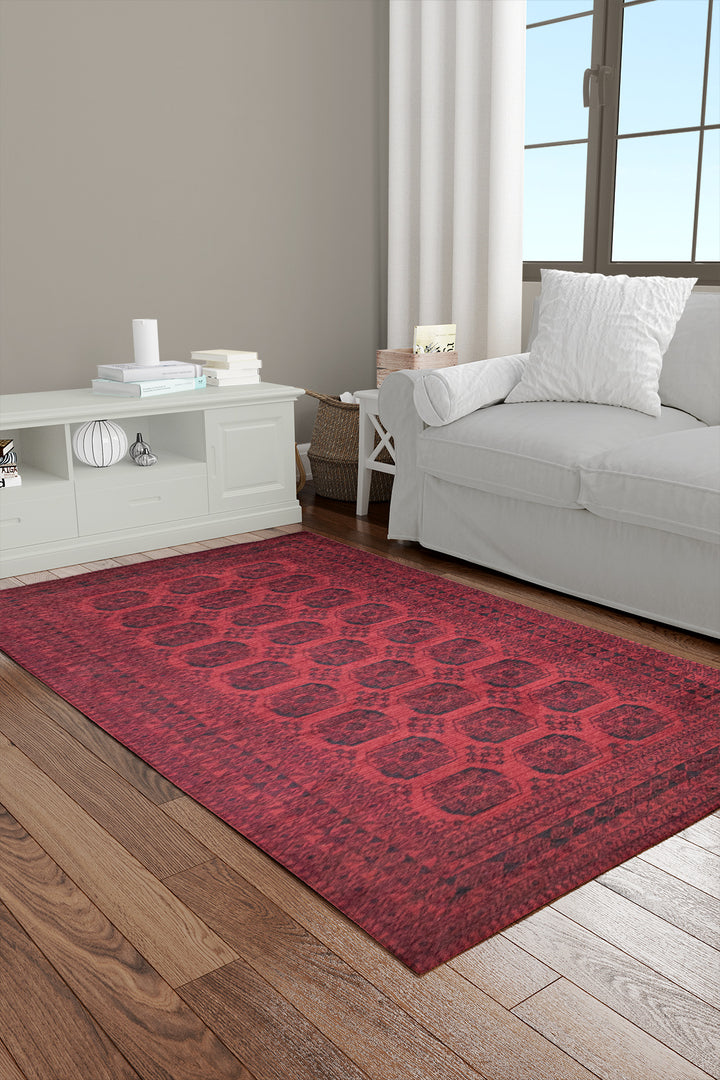 Turkish Modern  Festival 1 Rug - 3.2 x 6.5 FT - Red - Superior Comfort, Modern Style Accent Rugs