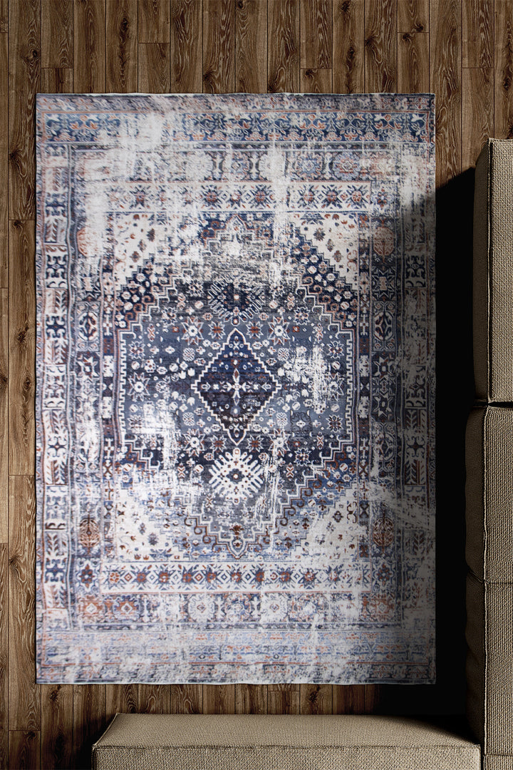 Turkish Allure Rug - 4.9 x 7.8 FT -  Blue - Elegant Woven Design with Premium Quality