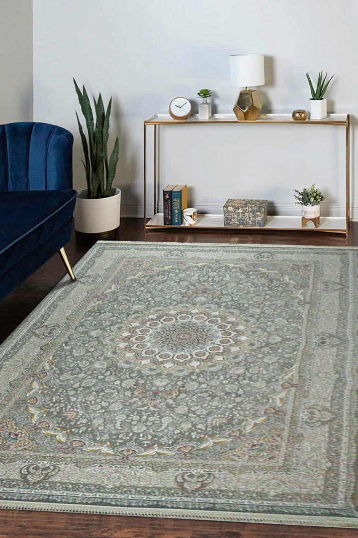 Iranian Premium Quality Authentic 1500 Rug - 6.5 x 9.8 FT - Gray - Resilient Construction for Long-Lasting Use