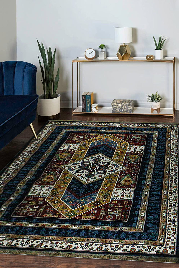 Iranian Rhyton Rugs-Wd Rug - 6.5 x 9.8 FT - Blue - Resilient Construction for Long-Lasting Use