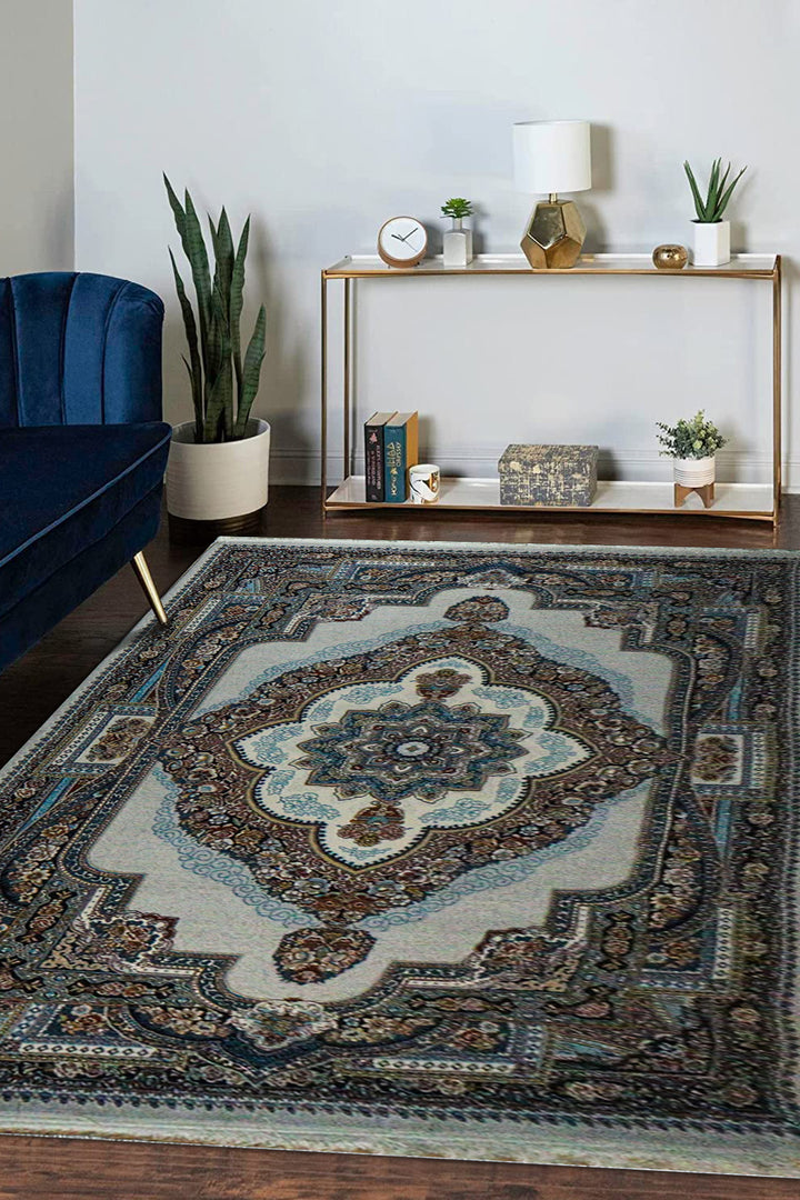 Iranian Premium Quality Al Borz Rug - 6.5 x 9.8 FT - Gray - Resilient Construction for Long-Lasting Use