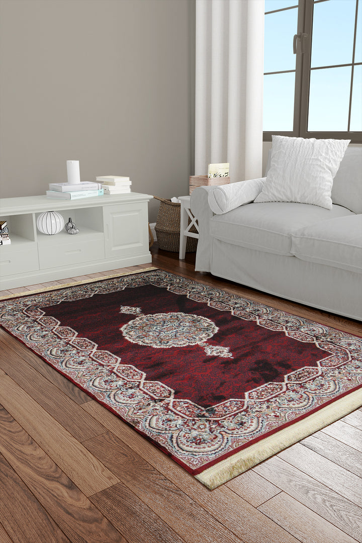 Classical Turkish Topaz Rug - 3.2 x 4.9 FT - Red - Resilient Construction for Long-Lasting Use