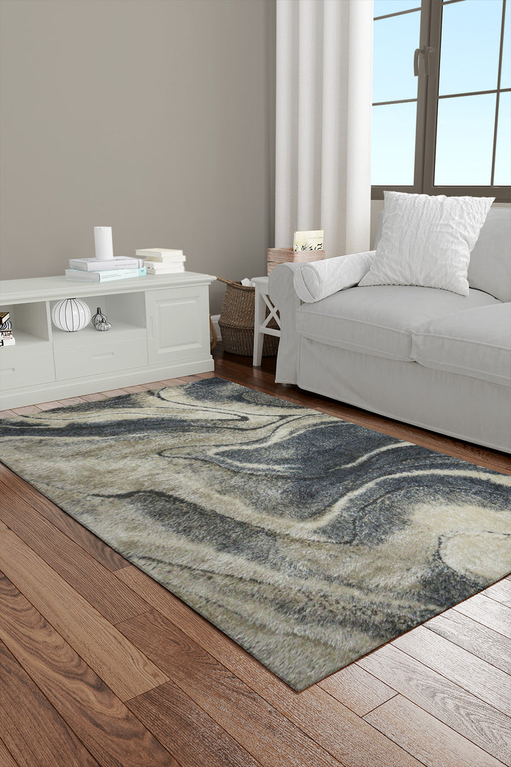 Turkish Shaggy Carlifornia Rug - 3.9 x 5.5 FT - Beige -Fluffy and Durable Floor Rug