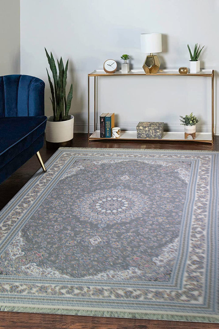 Iranian Premium Quality Authentic 1500 Rug - 6.5 x 9.8 FT -  Gray - Resilient Construction for Long-Lasting Use