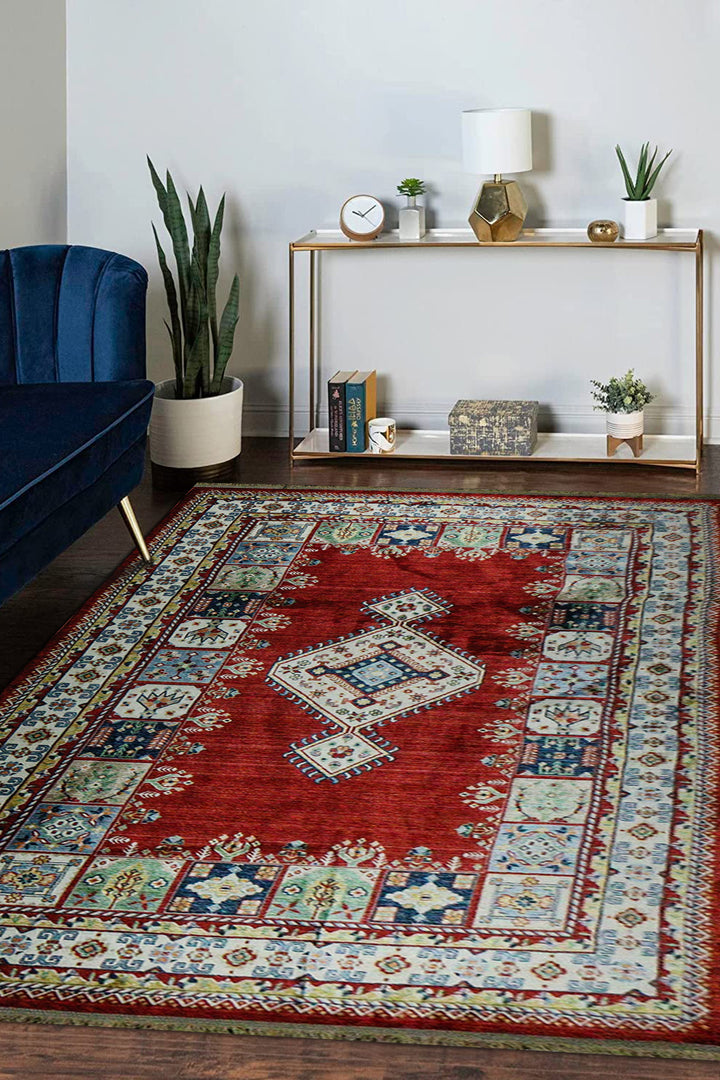 Iranian Rhyton Rugs-Wd Rug - 6.5 x 9.8 FT - Red - Resilient Construction for Long-Lasting Use