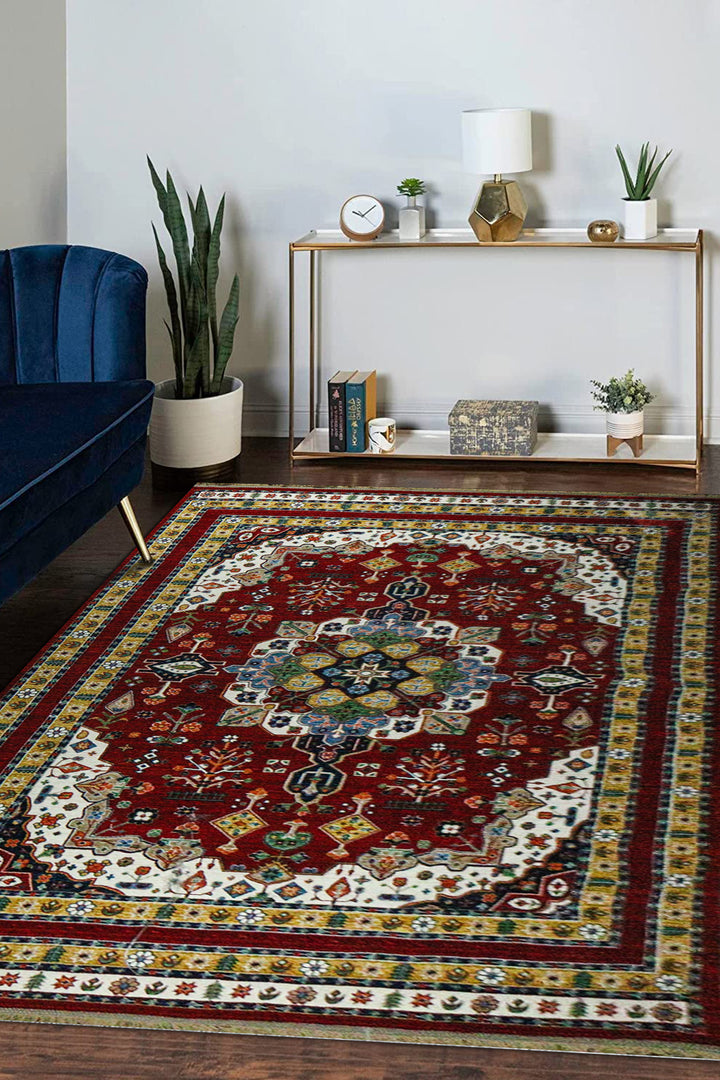 Iranian Rhyton Rugs-Wd Rug - 6.5 x 9.8 FT - Red - Resilient Construction for Long-Lasting Use