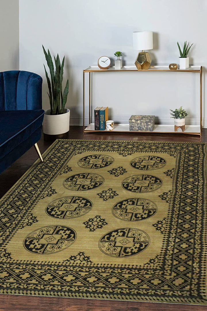 Turkish Modern Festival-1 Rug - 6.5 x 9.5 FT - Yellow - Sleek and Minimalist for Chic Interiors