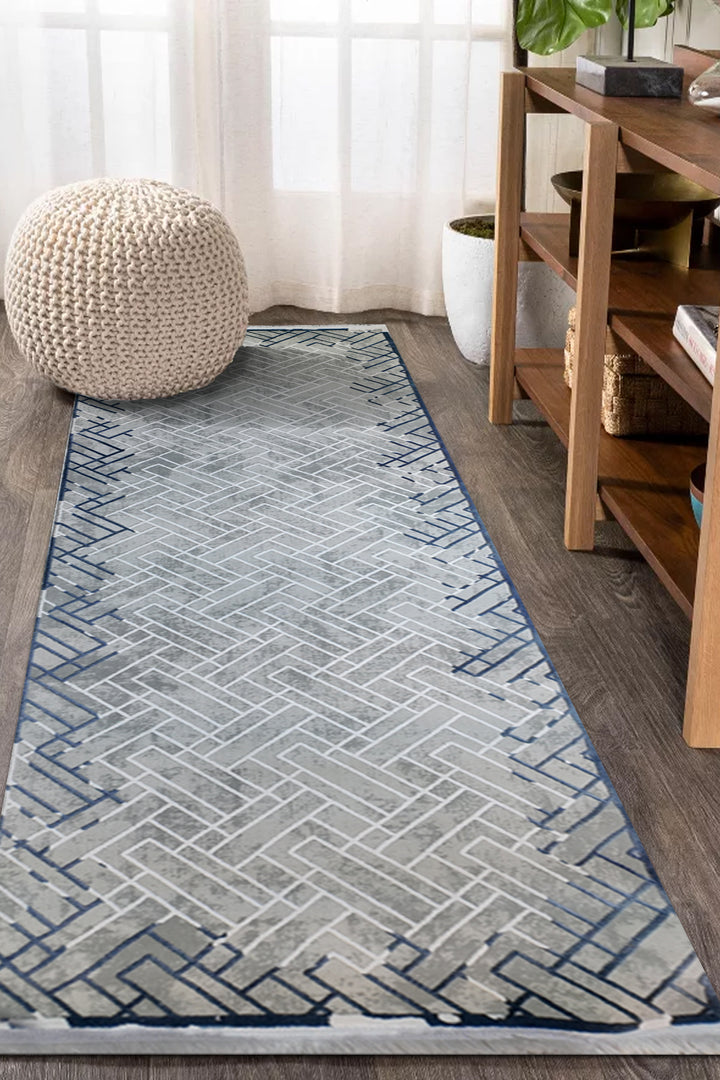 Premium Quality Turkish-Acrylic Rug - 3.2 x 9.8 FT - Gray  Superior Comfort, Modern Style Accent Rugs