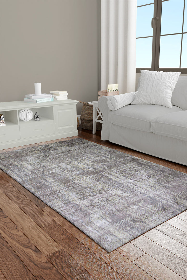 Turkish Matrix Rug - 3.9 x 5.5 FT - Gray - Contemporary Abstract Elegance with Premium Quality