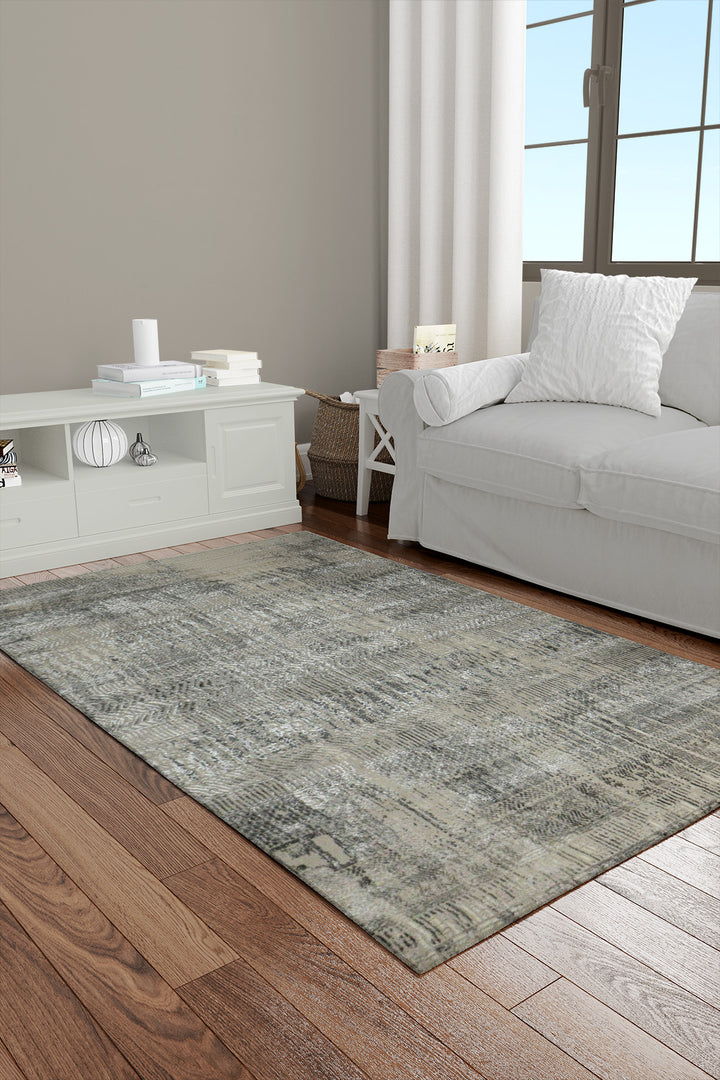 Turkish Matrix Rug - 3.9 x 5.5 FT - Gray - Contemporary Abstract Elegance with Premium Quality