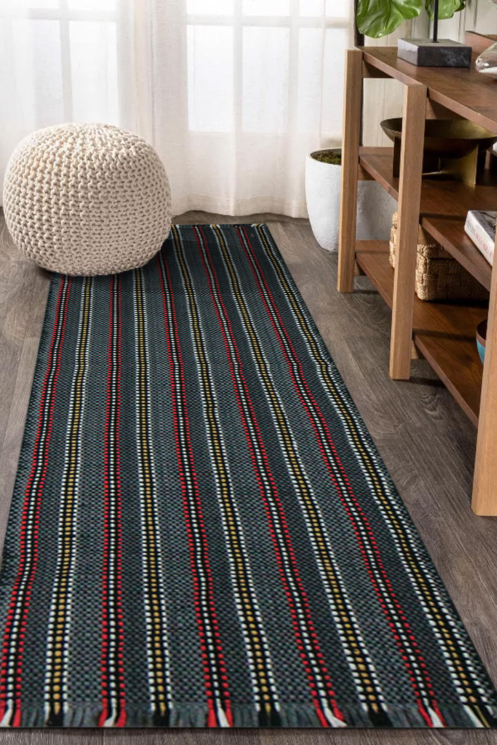 Hand Woven Modern Khaddi Rug - 1.9 x 5.9 FT - Gray