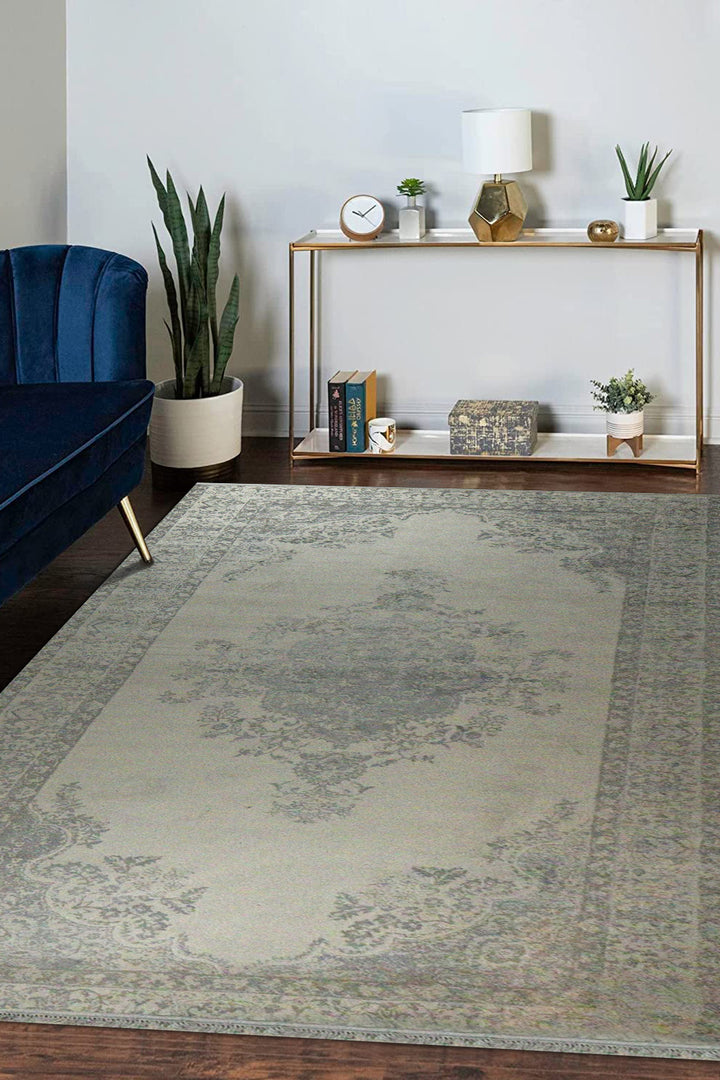 Turkish Modern Festival-1 Rug - 7.8 x 15.7 FT - Cream - Sleek and Minimalist for Chic Interiors