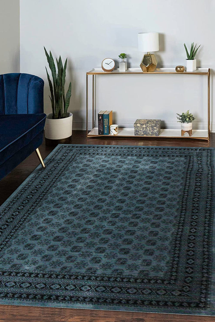 Turkish Modern Festival 1 - 6.5 x 9.5 FT - Navy - Sleek and Minimalist for Chic Interiors