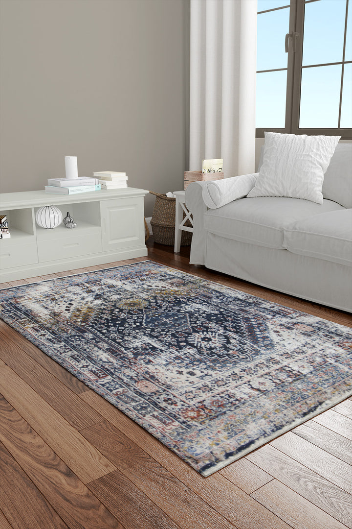 Turkish Allure Rug - 3.9 x 5.9  FT - Blue  Superior Comfort, Modern Style Accent Rugs