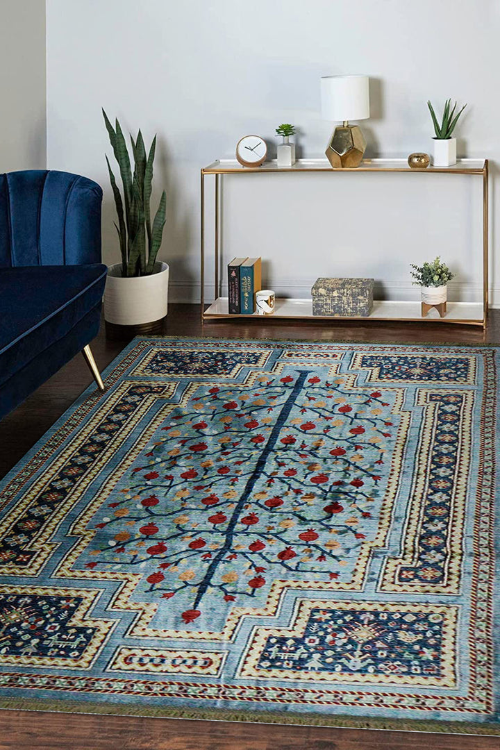 Iranian Rhyton Rugs-Wd Rug - 6.5 x 9.8 FT - Blue - Resilient Construction for Long-Lasting Use