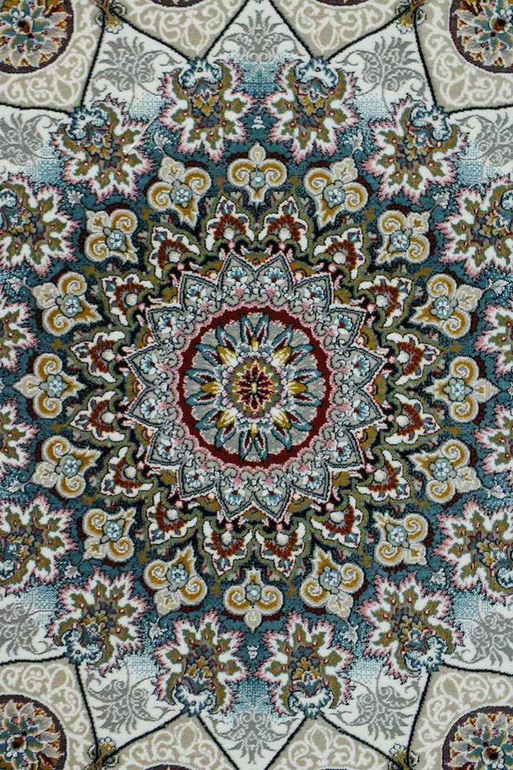 Iranian Premium Quality Authentic 1500 Rug - 6.5 x 9.8 FT - Blue and Cream - Resilient Construction for Long-Lasting Use