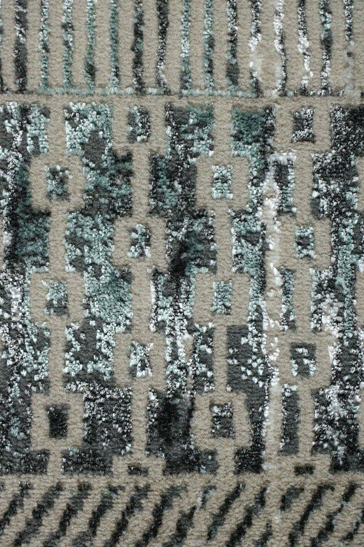 Turkish Matrix Rug - 3.9 x 5.5 FT - Gray - Contemporary Abstract Elegance with Premium Quality