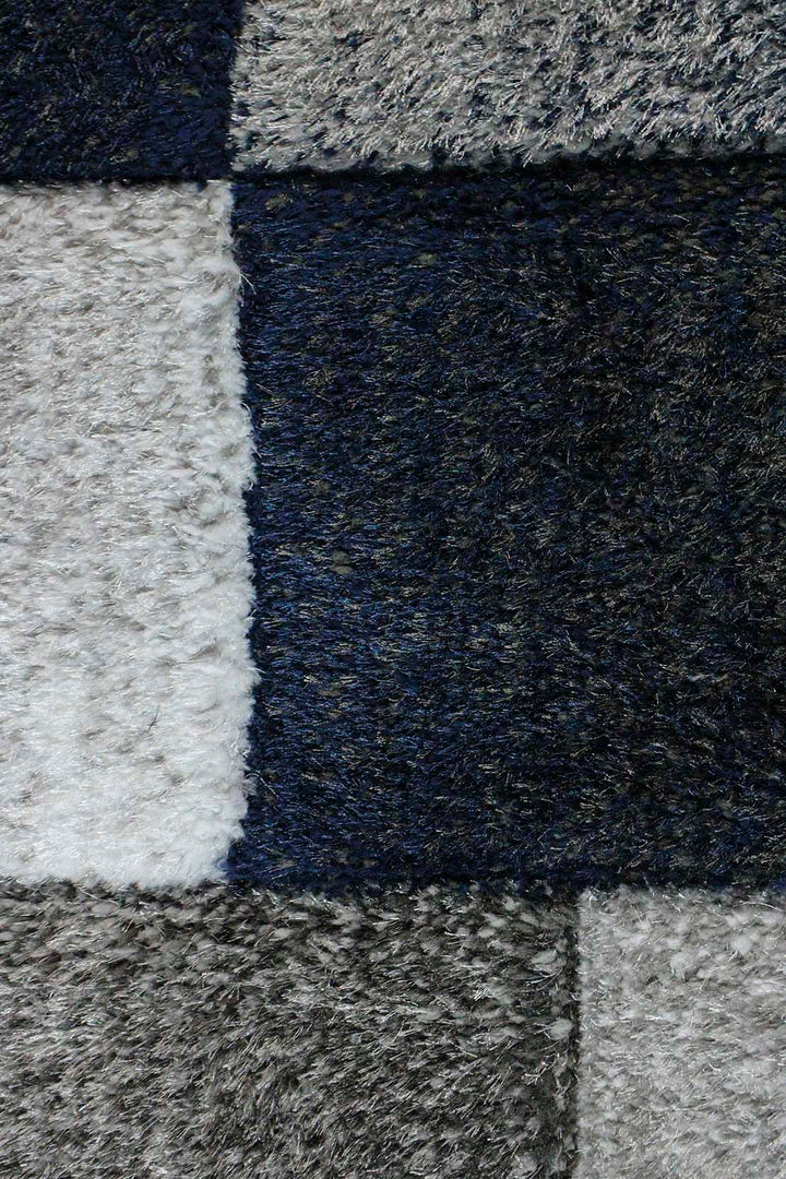 Turkish Shaggy Carlifornia Rug - 4.9 x 7.3 FT - Gray and Blue -Fluffy and Durable Floor Rug