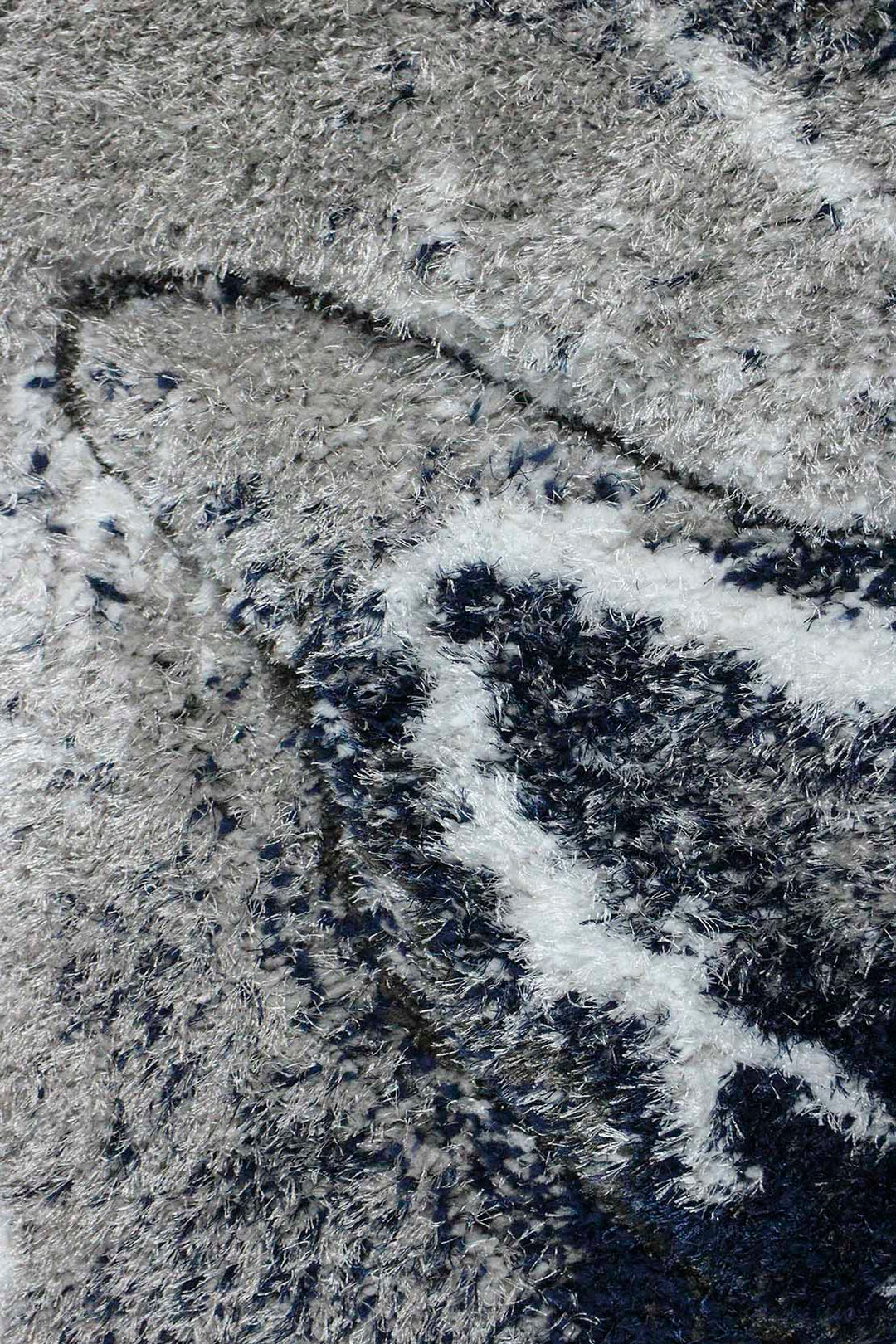 Turkish Shaggy Carlifornia Rug - 3.9 x 5.5 FT - White and Blue -Fluffy and Durable Floor Rug