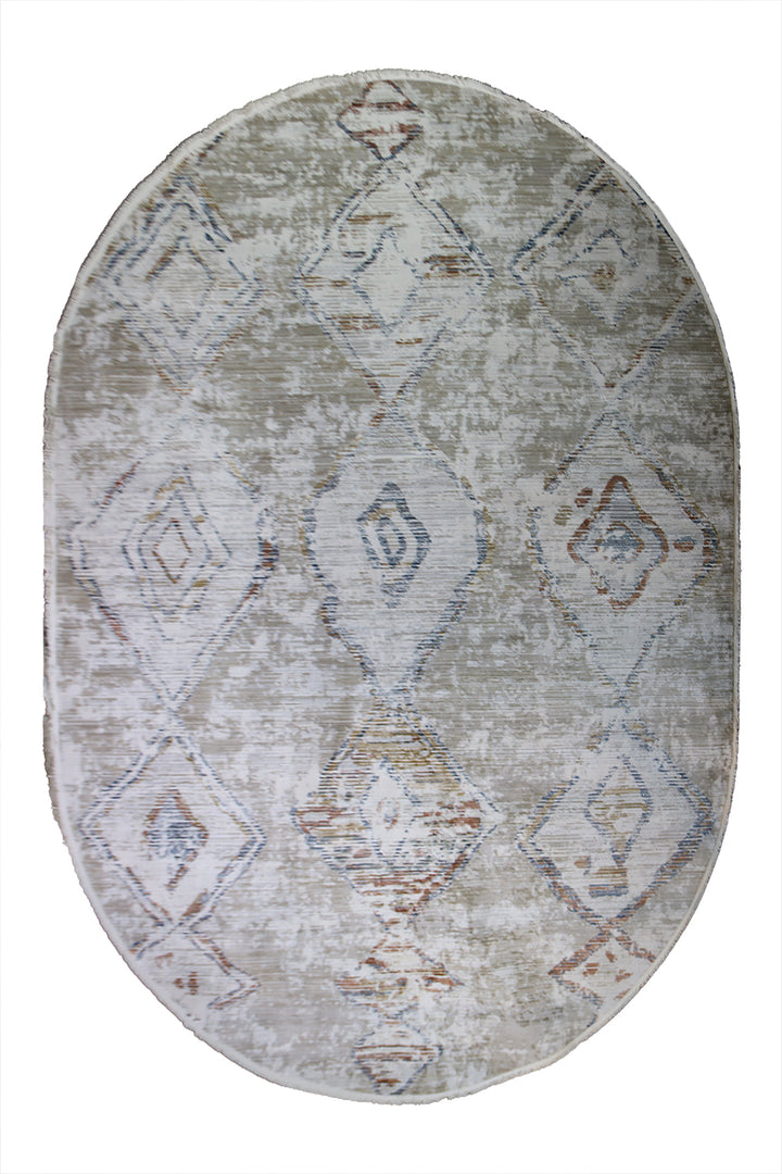 Turkish Modern Festival WD Oval Rug  - 9.1 x 12.4 FT - Beige -  Luxurious Woven Masterpiece 50% Off!