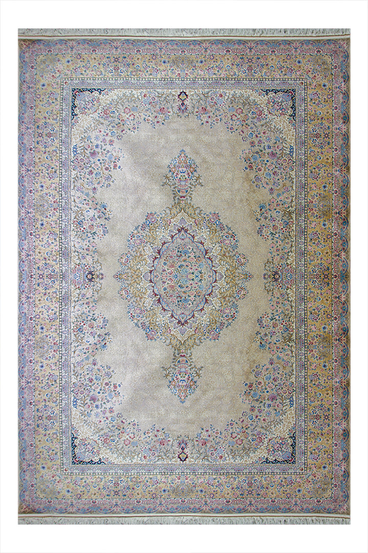 Turkish Premium Slik 1500  Rug - 6.5 x 9.8 FT - Beige - Resilient Construction for Long-Lasting Use