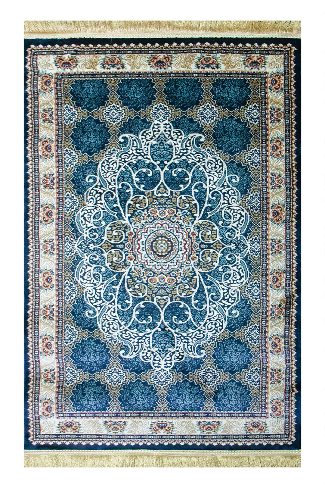 Classical Turkish Topaz Rug - 3.2 x 4.9 FT - Navy - Resilient Construction for Long-Lasting Use