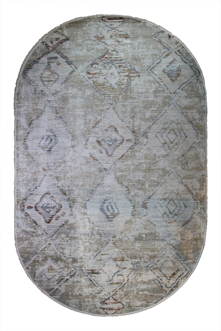 Turkish Modern Festival WD Oval Rug  - 9.1 x 15.7 FT - Beige -  Luxurious Woven Masterpiece 50% Off!