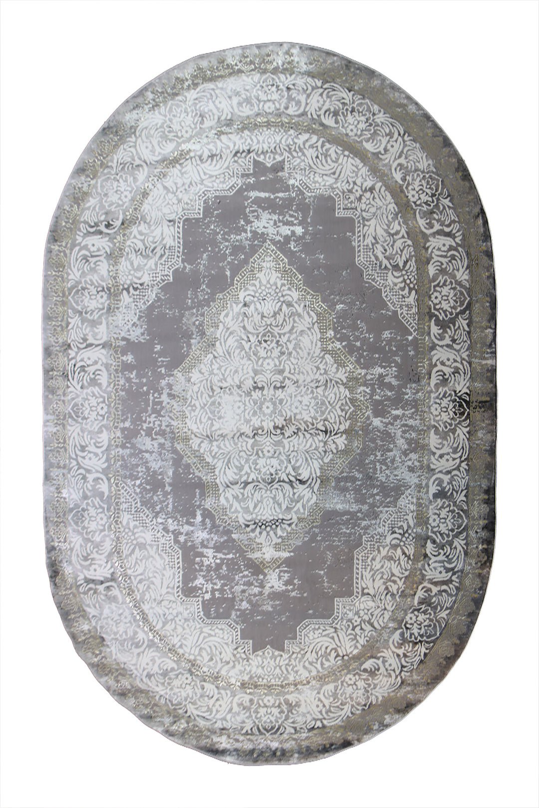 Turkish Modern Festival WD Oval Rug  - 6.5 x 9.8 FT - Gray -  Luxurious Woven Masterpiece 50% Off!