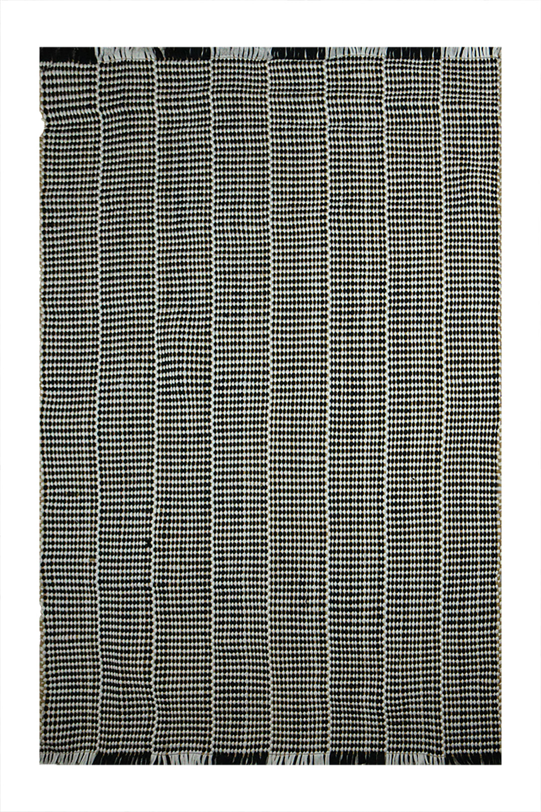 Hand Woven Modern Khaddi Rug - 3.9 x 5.9 FT - Black and Beige