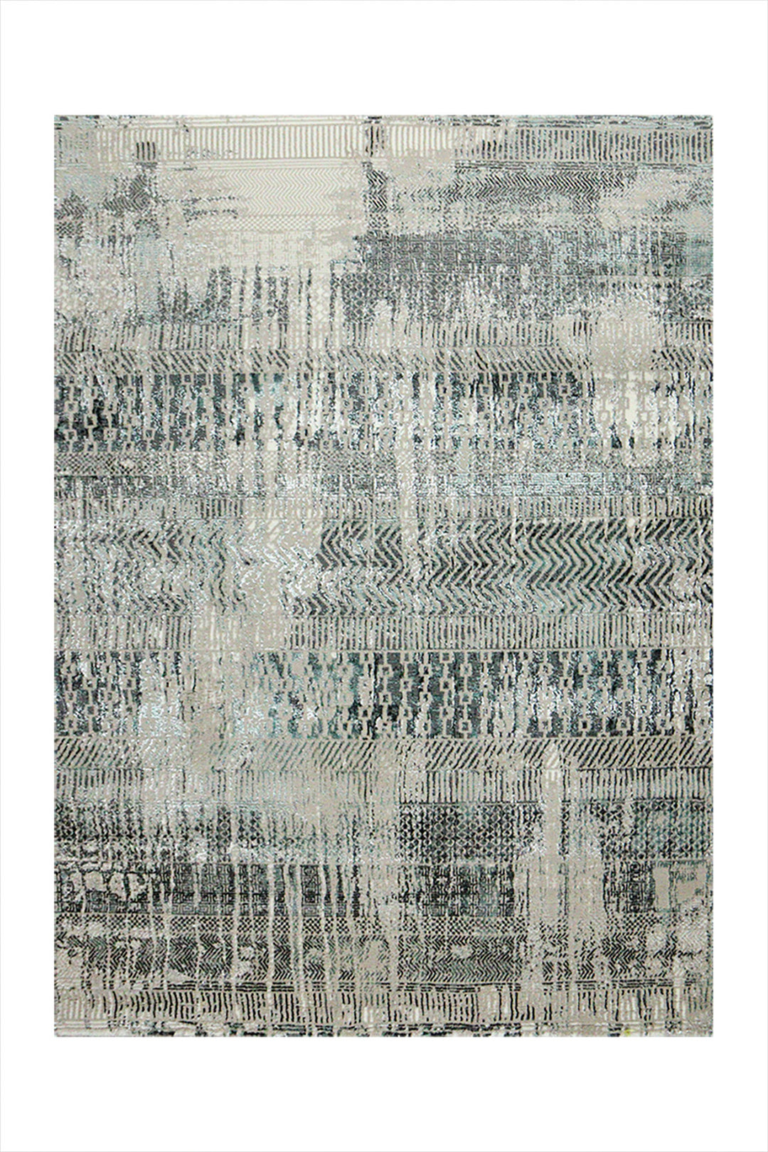 Turkish Matrix Rug - 3.9 x 5.5 FT - Gray - Contemporary Abstract Elegance with Premium Quality