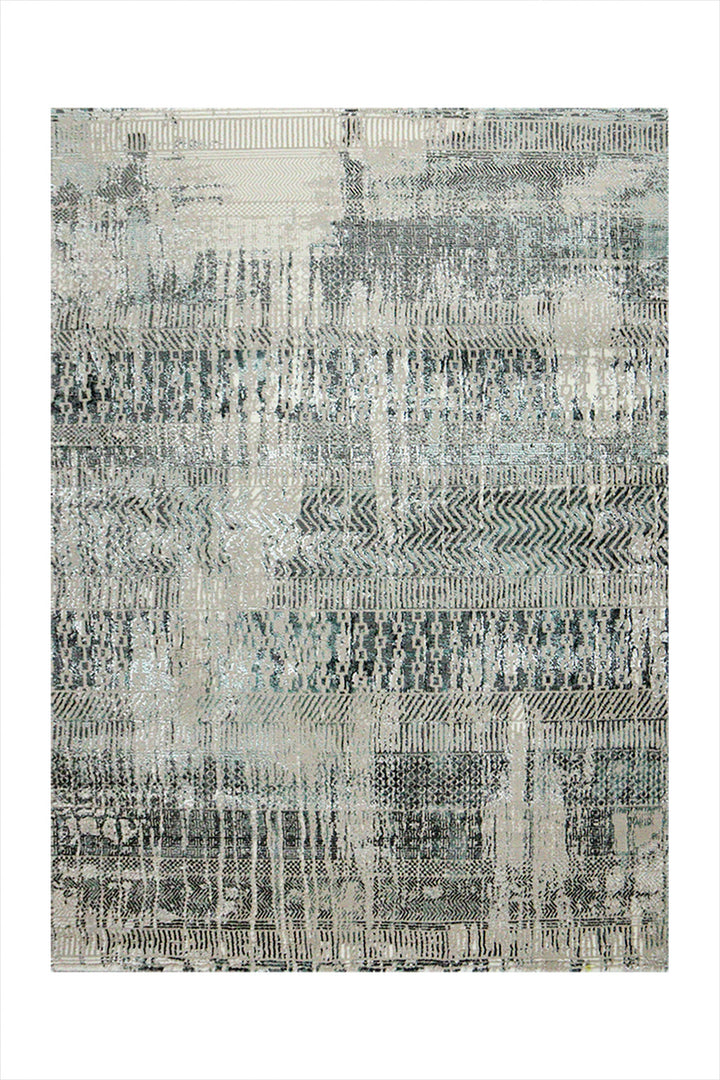 Turkish Matrix Rug - 3.9 x 5.5 FT - Gray - Contemporary Abstract Elegance with Premium Quality