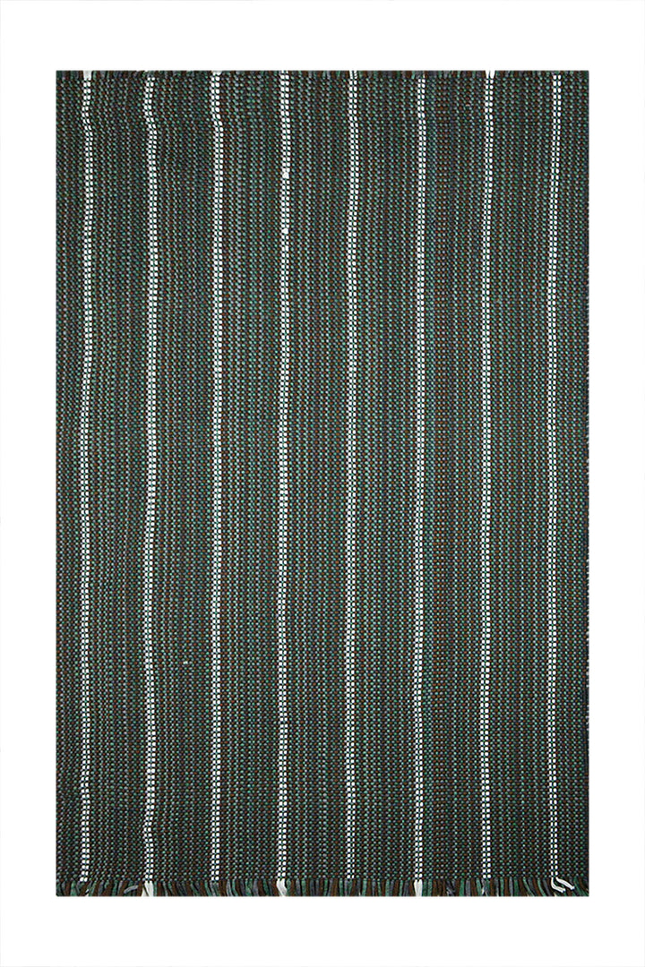 Hand Woven Modern Khaddi Rug - 3.9 x 5.9 FT - Gray and Green