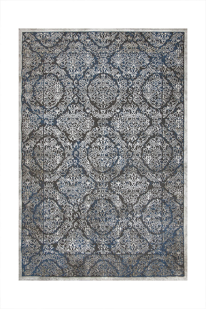 Turkish Modern  Festival WD Rug - Gray  and Blue - 5.2 x 7.5 FT - Superior Comfort, Modern Style Accent Rugs